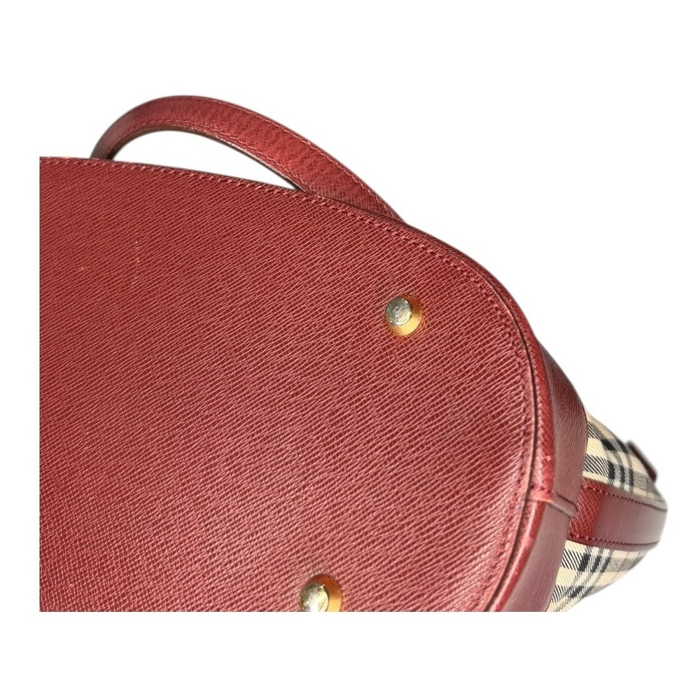 Burberry Small Haymarket Check Tote – Burgundy Trim - Picture 12 of 14